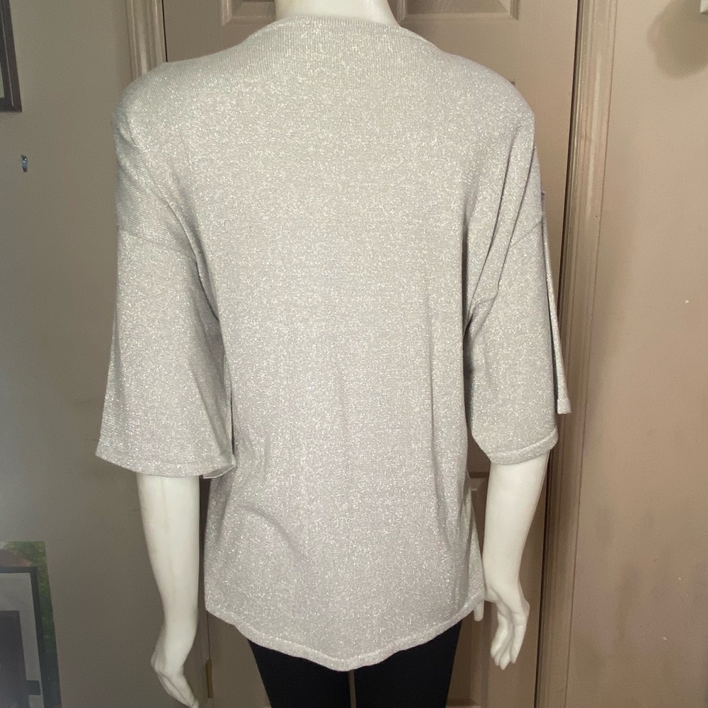 N.E.K. Primary Pieces Silver Sparkle Metallic Woven Shirt Top 3x - Picture 5 of 6